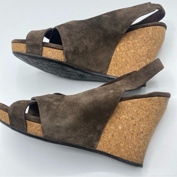 Ugg Hazel Suede Ankle Strap Women's Cork Wedge Platform Sandals Sz 7 SN 1771 - Picture 4 of 8